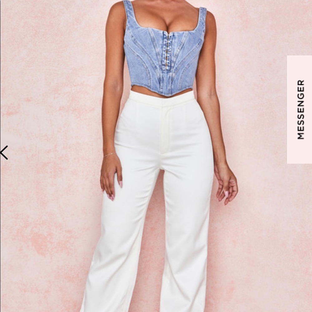 Denim cropped corset, from House of CB.